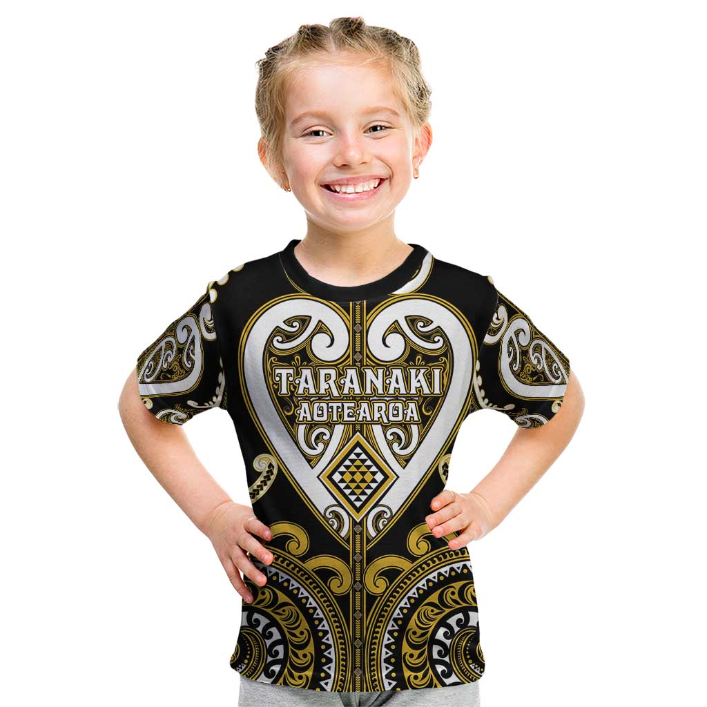 Custom Aotearoa Taranaki Kid T Shirt Maori Tribal Pattern