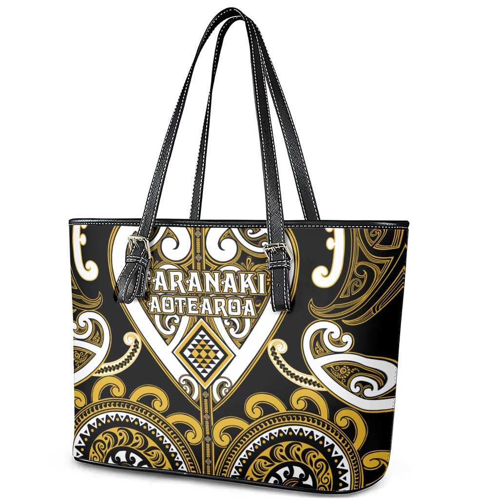 Aotearoa Taranaki Leather Tote Bag Maori Tribal Pattern
