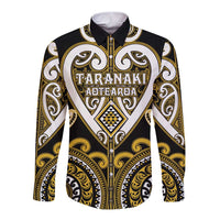 Custom Aotearoa Taranaki Long Sleeve Button Shirt Maori Tribal Pattern LT05 Unisex Yellow - Polynesian Pride