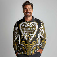 Custom Aotearoa Taranaki Long Sleeve Polo Shirt Maori Tribal Pattern