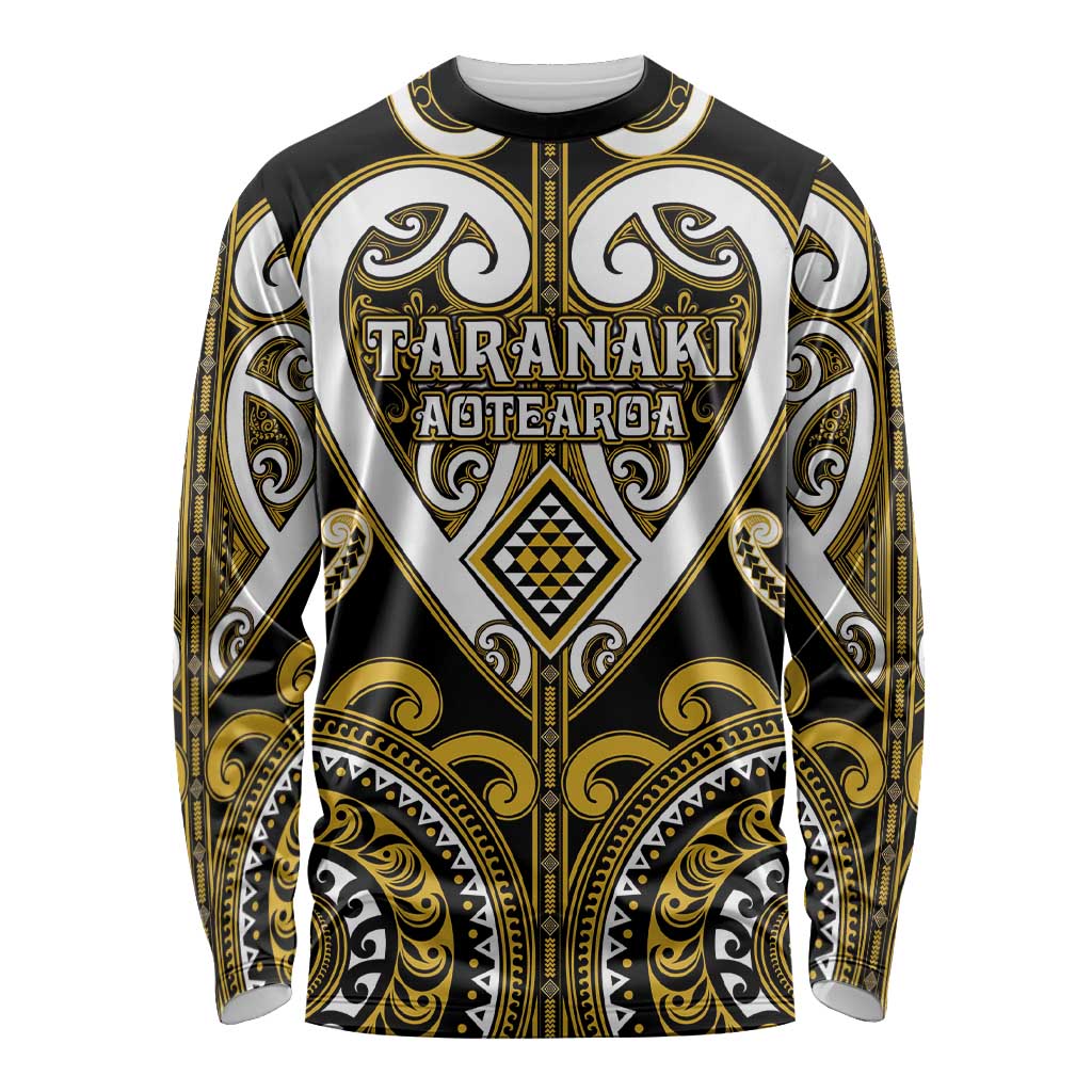 Custom Aotearoa Taranaki Long Sleeve Shirt Maori Tribal Pattern LT05 Unisex Yellow - Polynesian Pride