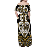 Custom Aotearoa Taranaki Off Shoulder Maxi Dress Maori Tribal Pattern