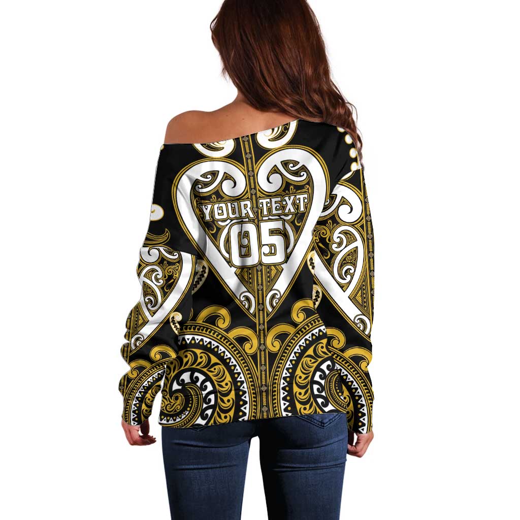 Custom Aotearoa Taranaki Off Shoulder Sweater Maori Tribal Pattern