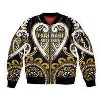 Custom Aotearoa Taranaki Sleeve Zip Bomber Jacket Maori Tribal Pattern
