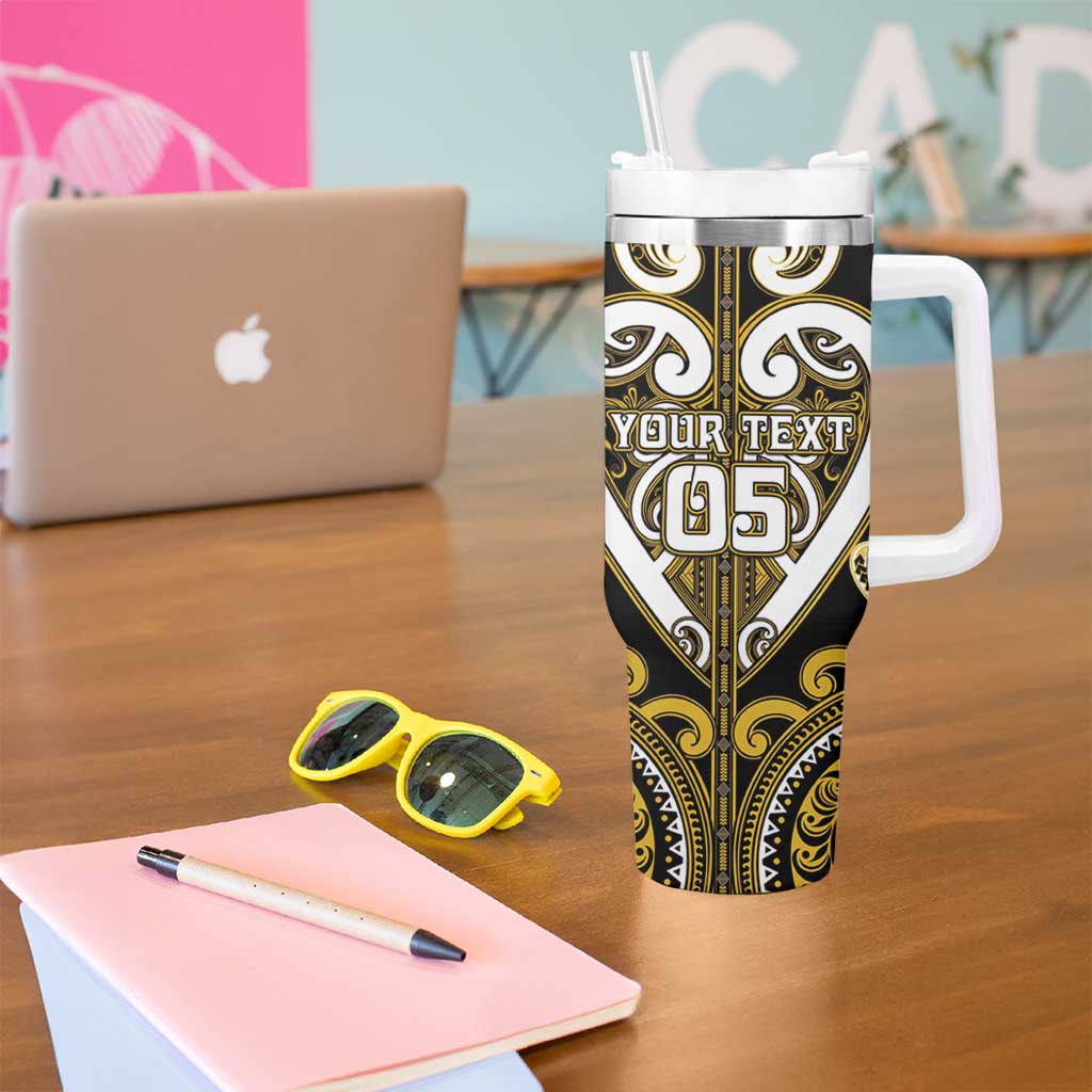 Custom Aotearoa Taranaki Tumbler With Handle Maori Tribal Pattern
