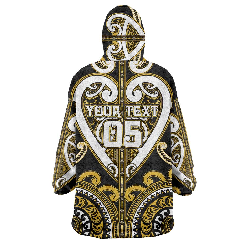 Custom Aotearoa Taranaki Wearable Blanket Hoodie Maori Tribal Pattern LT05 - Polynesian Pride