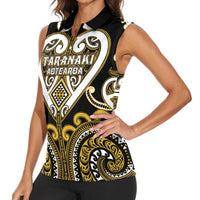 Custom Aotearoa Taranaki Women Sleeveless Polo Shirt Maori Tribal Pattern