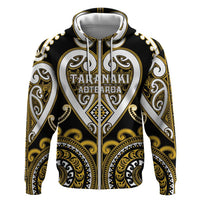 Custom Aotearoa Taranaki Zip Hoodie Maori Tribal Pattern