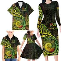 Personalised Fiji Lovoni Day Family Matching Long Sleeve Bodycon Dress and Hawaiian Shirt 154th Years