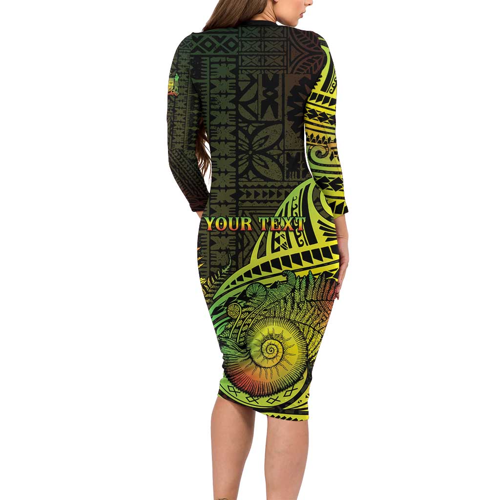 Personalised Fiji Lovoni Day Family Matching Long Sleeve Bodycon Dress and Hawaiian Shirt 154th Years