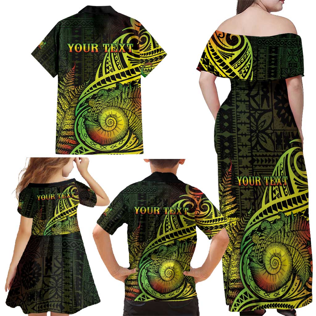 Personalised Fiji Lovoni Day Family Matching Off Shoulder Maxi Dress and Hawaiian Shirt 154th Years