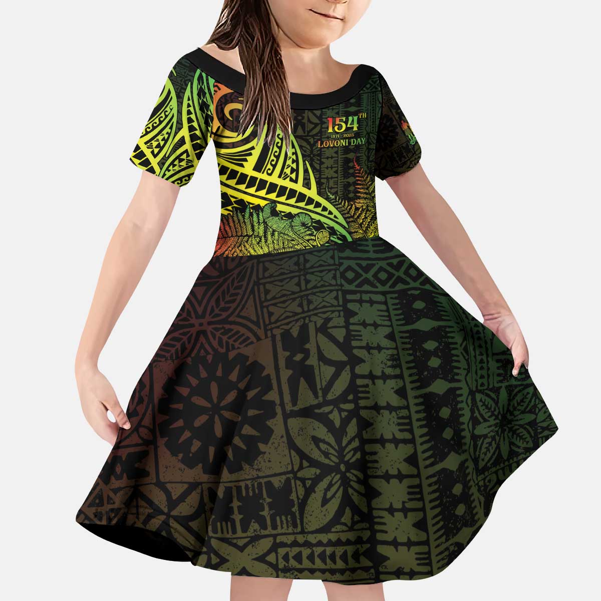 Personalised Fiji Lovoni Day Kid Short Sleeve Dress 154th Years