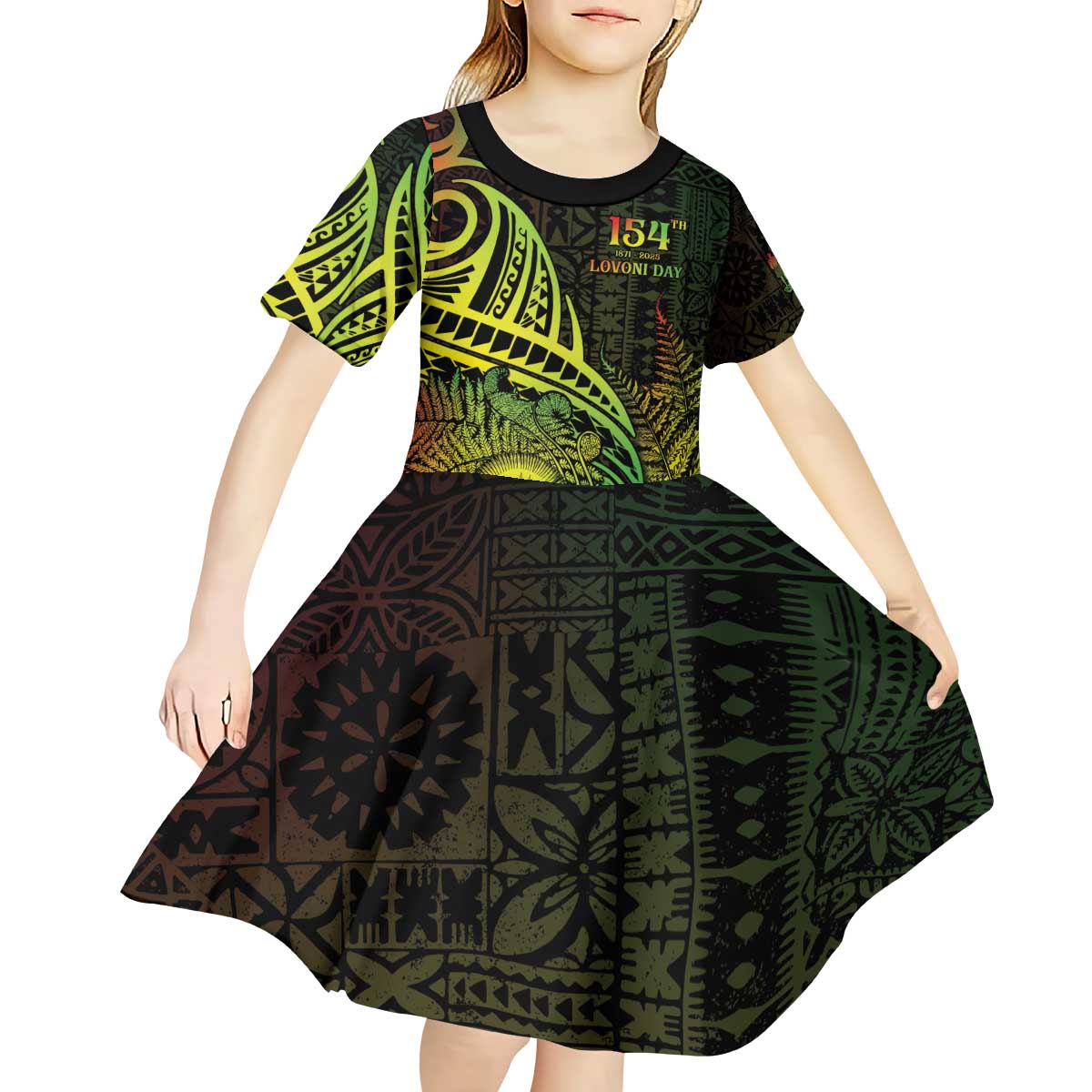 Personalised Fiji Lovoni Day Kid Short Sleeve Dress 154th Years