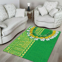 Fiji Lovoni Area Rug Fijian Tapa Salusalu Green Glitter