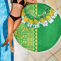 Fiji Lovoni Beach Blanket Fijian Tapa Salusalu Green Glitter