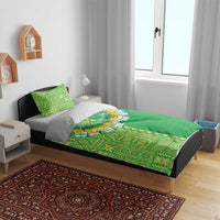 Fiji Lovoni Bedding Set Fijian Tapa Salusalu Green Glitter