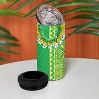 Fiji Lovoni 4 in 1 Can Cooler Tumbler Fijian Tapa Salusalu Green Glitter