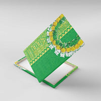 Fiji Lovoni Canvas Wall Art Fijian Tapa Salusalu Green Glitter