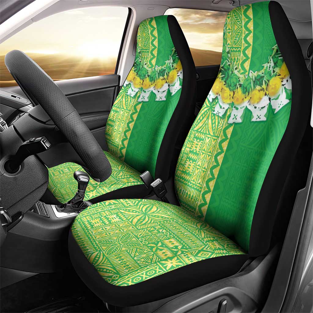Fiji Lovoni Car Seat Cover Fijian Tapa Salusalu Green Glitter