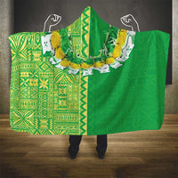 Fiji Lovoni Hooded Blanket Fijian Tapa Salusalu Green Glitter