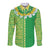 Fiji Lovoni Long Sleeve Button Shirt Fijian Tapa Salusalu Green Glitter