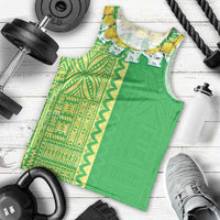 Fiji Lovoni Men Tank Top Fijian Tapa Salusalu Green Glitter
