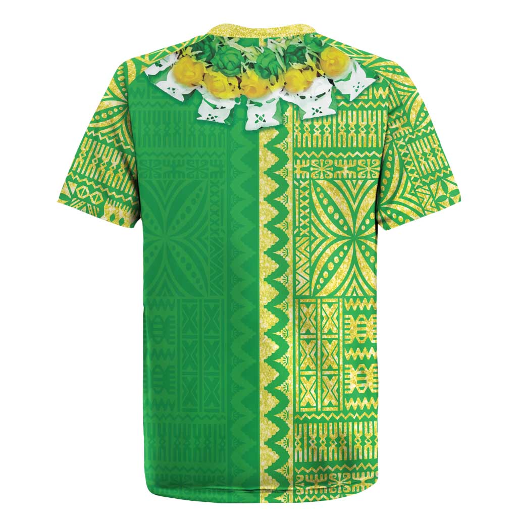 Fiji Lovoni Rugby Jersey Fijian Tapa Salusalu Green Glitter