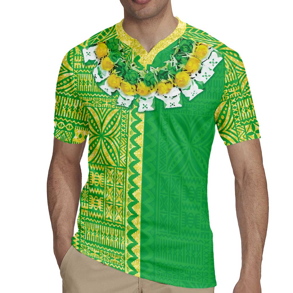 Fiji Lovoni Rugby Jersey Fijian Tapa Salusalu Green Glitter