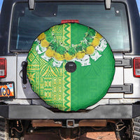 Fiji Lovoni Spare Tire Cover Fijian Tapa Salusalu Green Glitter