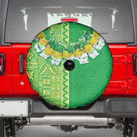 Fiji Lovoni Spare Tire Cover Fijian Tapa Salusalu Green Glitter