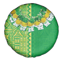 Fiji Lovoni Spare Tire Cover Fijian Tapa Salusalu Green Glitter