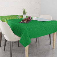 Fiji Lovoni Tablecloth Fijian Tapa Salusalu Green Glitter