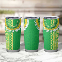 Fiji Lovoni Tumbler Cup Fijian Tapa Salusalu Green Glitter