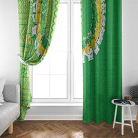 Fiji Lovoni Window Curtain Fijian Tapa Salusalu Green Glitter