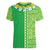 Fiji Lovoni Women V-Neck T-Shirt Fijian Tapa Salusalu Green Glitter