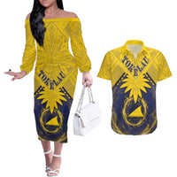Tokelau Tokehega Day Couples Matching Off The Shoulder Long Sleeve Dress and Hawaiian Shirt National Badge Special Style - Polynesian Pride