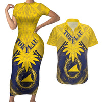 Tokelau Tokehega Day Couples Matching Short Sleeve Bodycon Dress and Hawaiian Shirt National Badge Special Style - Polynesian Pride
