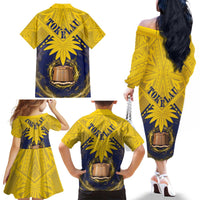 Tokelau Tokehega Day Family Matching Off The Shoulder Long Sleeve Dress and Hawaiian Shirt National Badge Special Style - Polynesian Pride