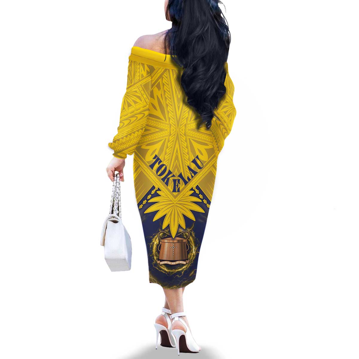 Tokelau Tokehega Day Family Matching Off The Shoulder Long Sleeve Dress and Hawaiian Shirt National Badge Special Style - Polynesian Pride