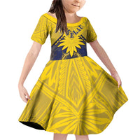 Tokelau Tokehega Day Family Matching Off Shoulder Short Dress and Hawaiian Shirt National Badge Special Style - Polynesian Pride