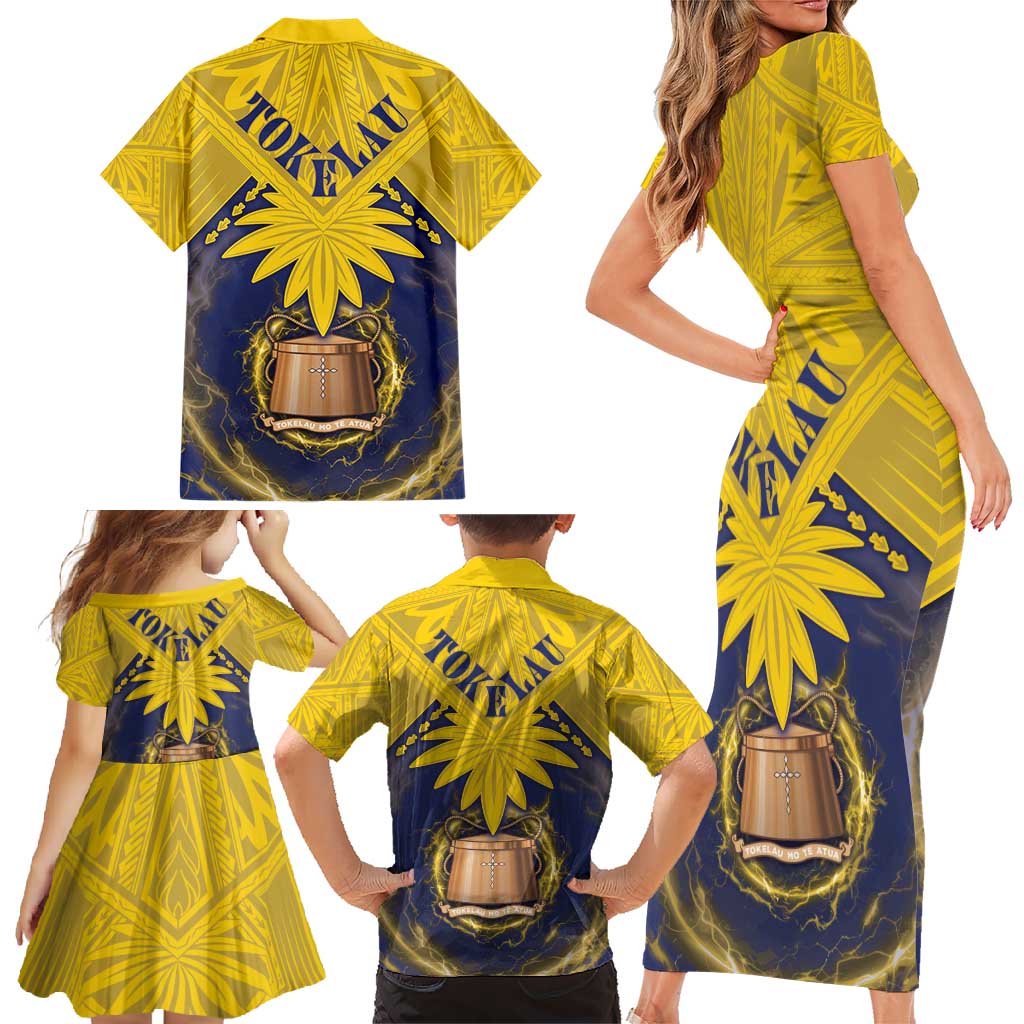 Tokelau Tokehega Day Family Matching Short Sleeve Bodycon Dress and Hawaiian Shirt National Badge Special Style - Polynesian Pride