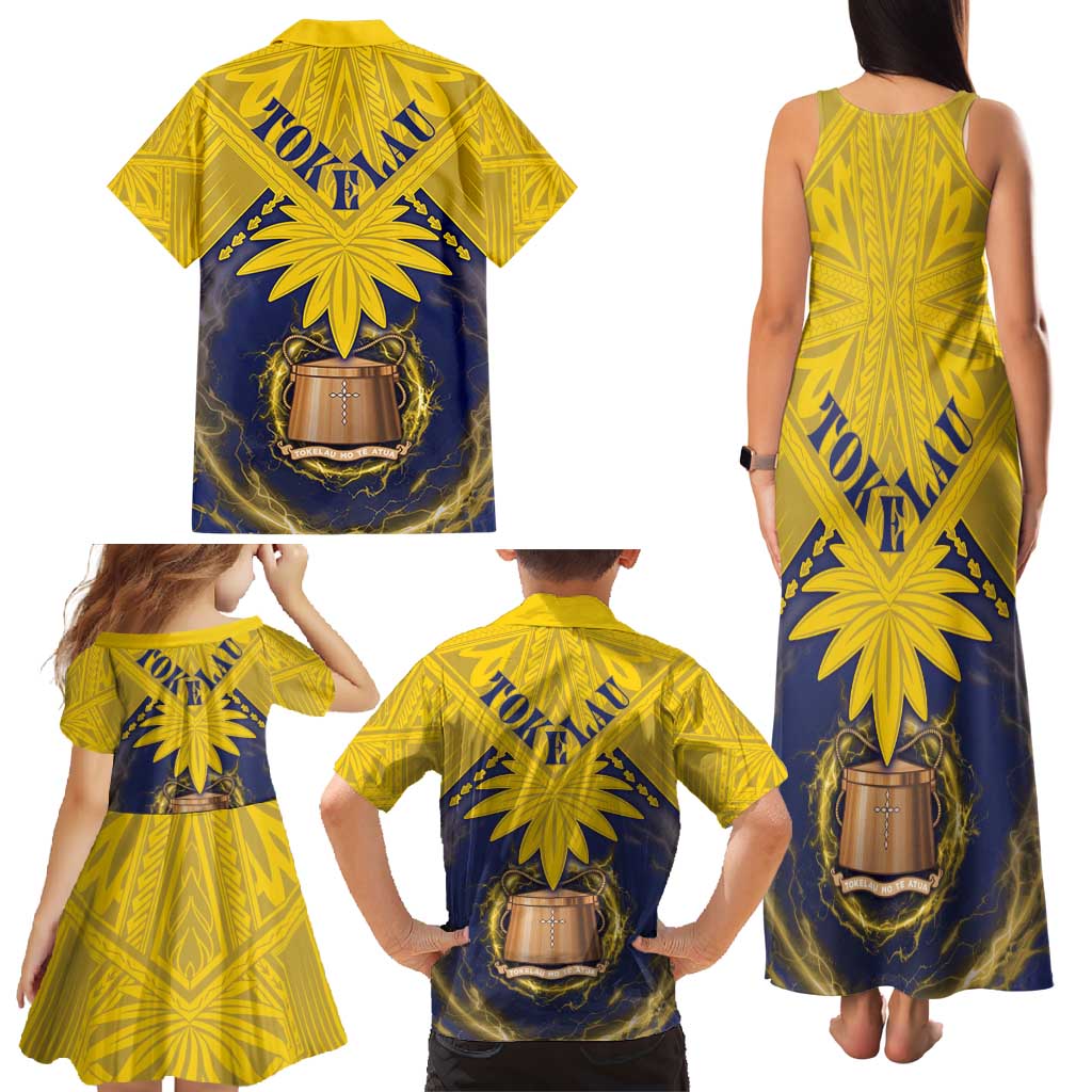 Tokelau Tokehega Day Family Matching Tank Maxi Dress and Hawaiian Shirt National Badge Special Style - Polynesian Pride