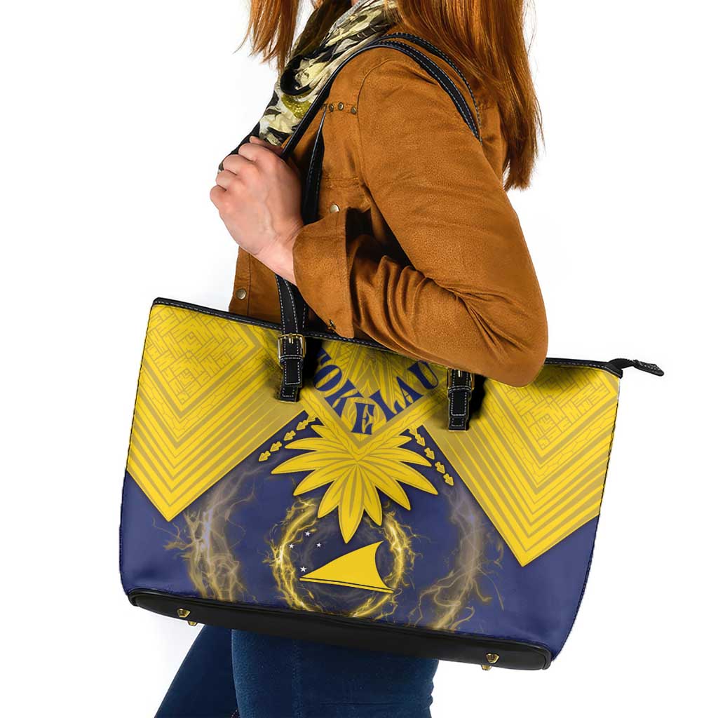 Tokelau Tokehega Day Leather Tote Bag National Badge Special Style LT05 Yellow - Polynesian Pride