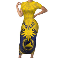 Tokelau Tokehega Day Short Sleeve Bodycon Dress National Badge Special Style - Polynesian Pride