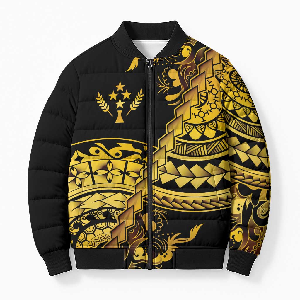 Kosrae Liberation Day Bomber Puffer Jacket Polynesian Floral Tattoo - Polynesian Pride