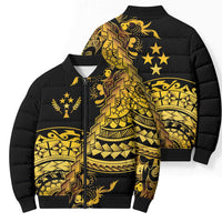 Kosrae Liberation Day Bomber Puffer Jacket Polynesian Floral Tattoo - Polynesian Pride