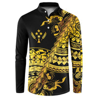 Kosrae Liberation Day Button Sweatshirt Polynesian Floral Tattoo - Polynesian Pride