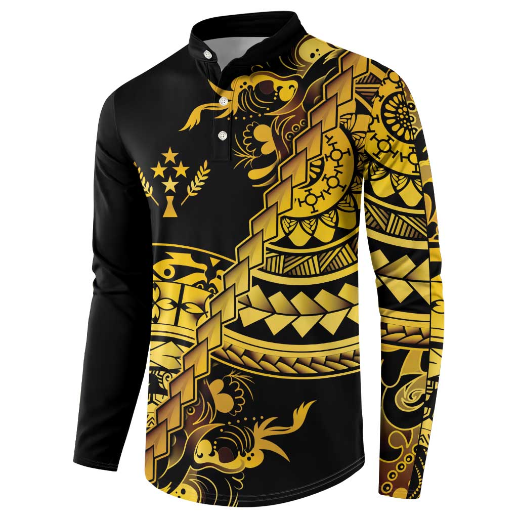 Kosrae Liberation Day Button Sweatshirt Polynesian Floral Tattoo - Polynesian Pride