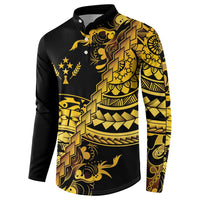 Kosrae Liberation Day Button Sweatshirt Polynesian Floral Tattoo - Polynesian Pride