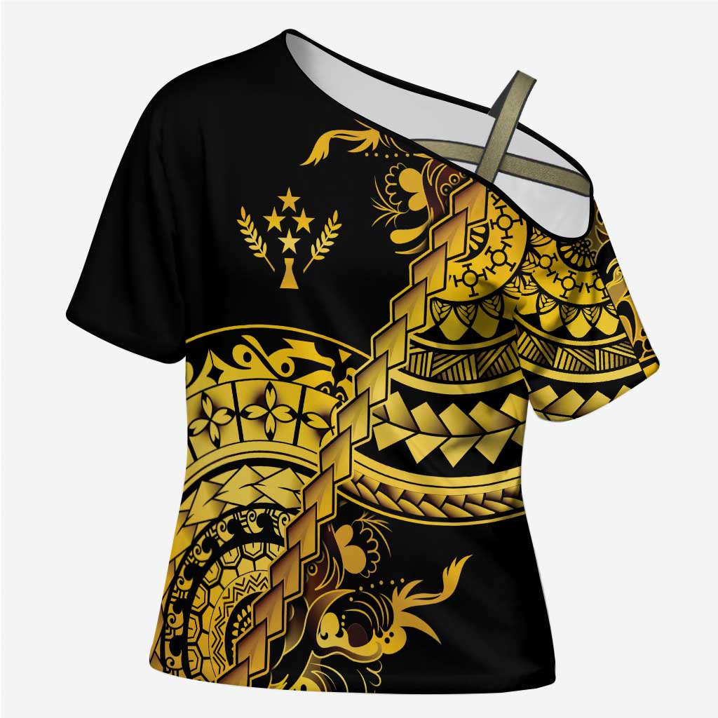 Kosrae Liberation Day Cross Shoulder Shirt Polynesian Floral Tattoo - Polynesian Pride